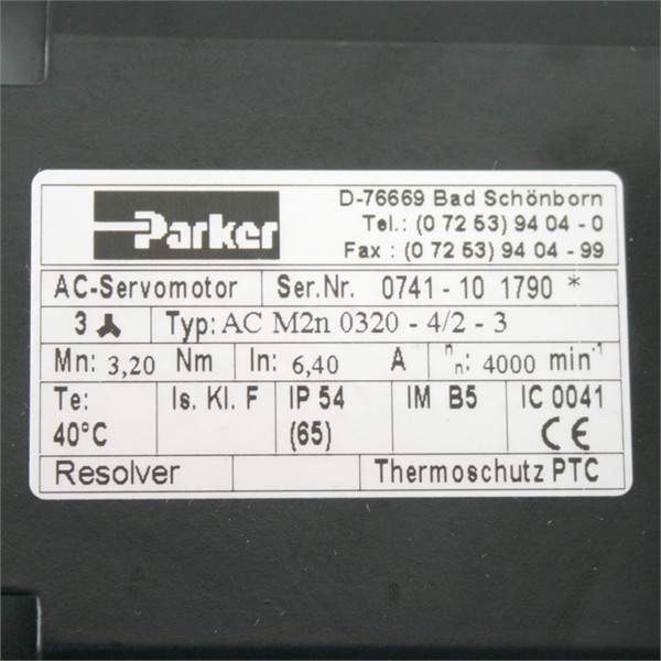 Photo of Parker SSD 3.2Nm x 4000RPM 230V AC Servo-Motor Resolver ACM2n 0320-4/2-3