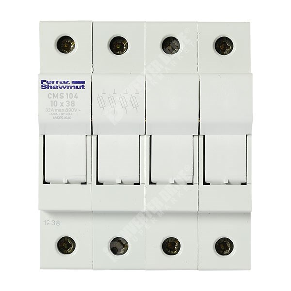 Photo of Mersen (Ferraz) - 4P 32A Fuse Holder &amp; Power Circuit Off-Load Isolator for Single 10mm x 38mm Fuses - CMS104