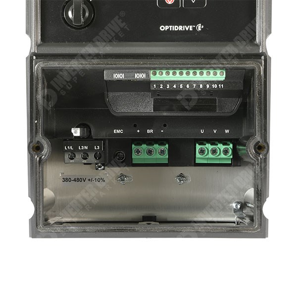 Photo of Invertek Optidrive E3 IP66 Indoor/Outdoor 4kW 230V 1ph to 3ph AC Inverter, DBr, SW, C1 EMC