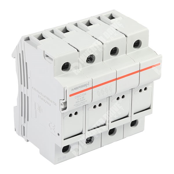 Photo of Mersen 4 Pole Fuse Holder suitable for 10mm x 38mm Barrel Fuses up to 32A