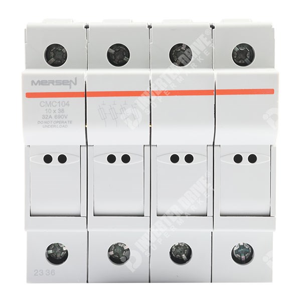 Photo of Mersen 4 Pole Fuse Holder suitable for 10mm x 38mm Barrel Fuses up to 32A