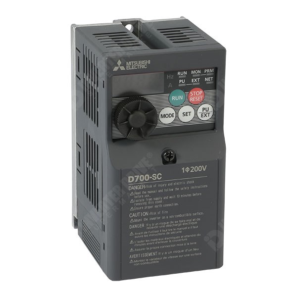 Photo of Mitsubishi D720S IP20 0.1kW 230V 1ph to 3ph AC Inverter Drive, STO, Unfiltered