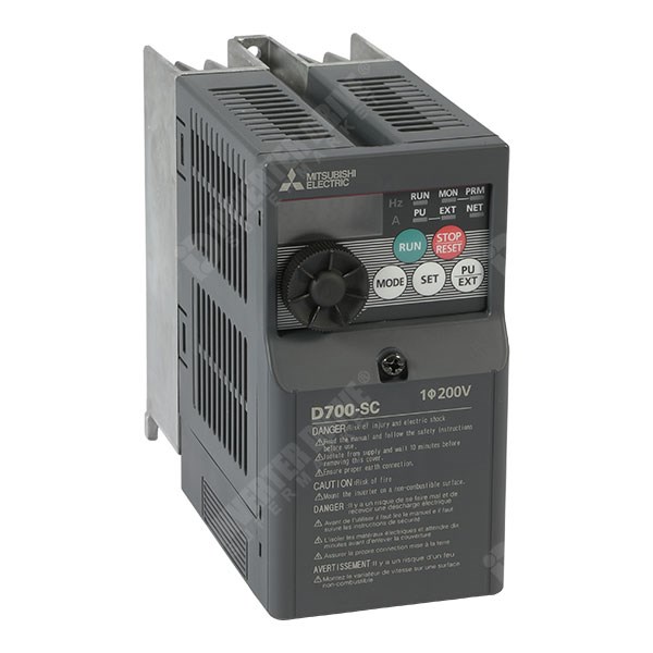 Photo of Mitsubishi D720S IP20 0.37kW 230V 1ph to 3ph AC Inverter Drive, DBr, STO, Unfiltered