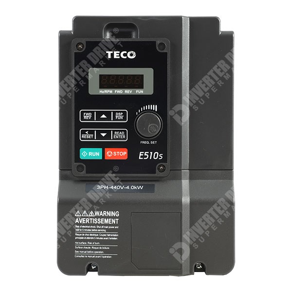 Photo of Teco E510s IP20 3.7kW 400V 3ph AC Inverter, DBr, STO, C2 EMC