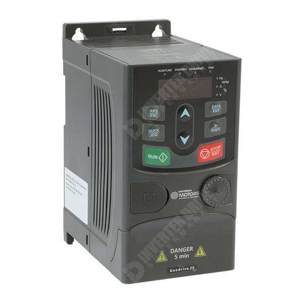 Photo of Universal Motors GD20 0.37kW 230V 1ph to 3ph AC Inverter Drive, DBr, STO, Unfiltered