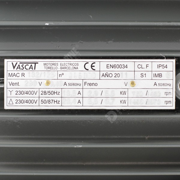 Vascat 5.5kW x 1500rpm 230V/400V B5 Foot Mount AC Motor Fc Enc 132 - AC  Motors (Vector)